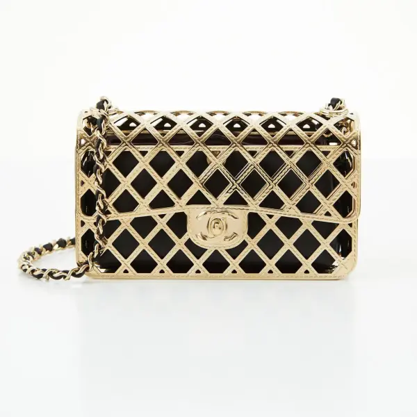 Gold-tone Metal Mini Cage Flap bag