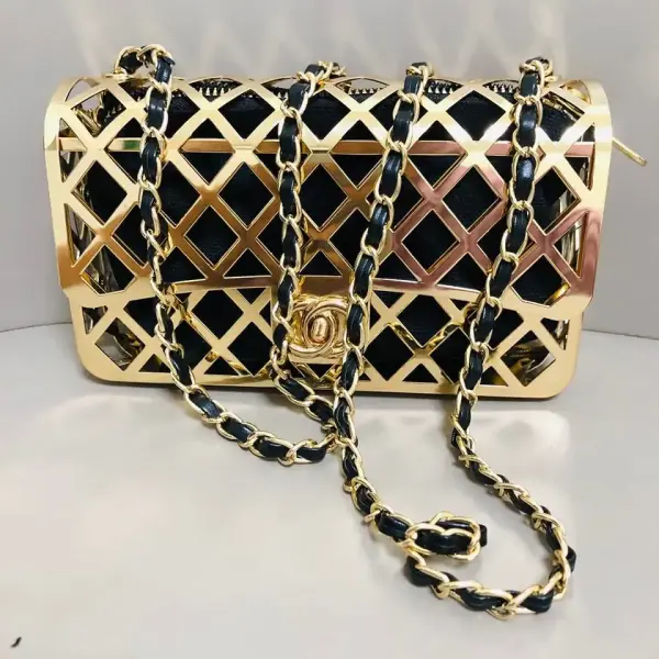 Gold-tone Metal Mini Cage Flap bag