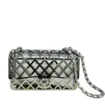 Silver-tone Metal Mini Cage Flap bag