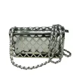 Silver-tone Metal Mini Cage Flap bag