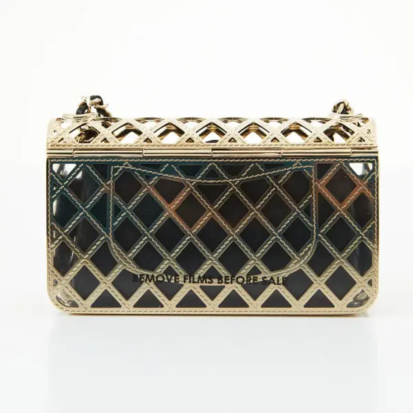 Gold-tone Metal Mini Cage Flap bag