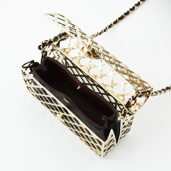Gold-tone Metal Mini Cage Flap bag