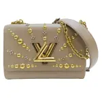 LOUIS VUITTON Twist MM Rockstud Shoulder Bag EPI Leather Milktea